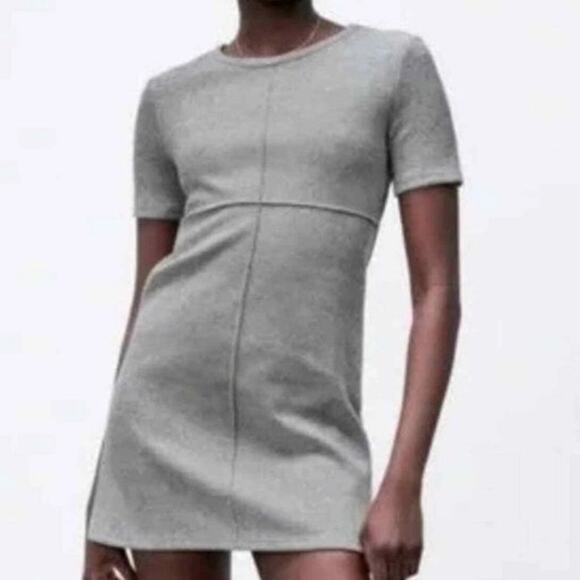 Zara Soft Gray Short Sleeve Dress XS - Picture 1 of 7